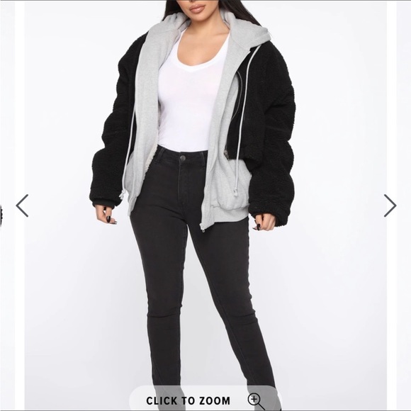 Fashion Nova oversized Sherpa double winter hoodie zip up sz M - Picture 2 of 11